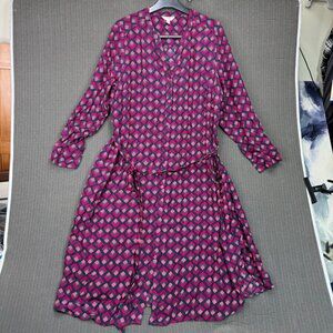 Terra & Sky Womens 2X Geometric Print Dress In Pink & Blue - Made In India